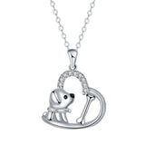 Collana d'argento con pendente a forma di cuore 'Compagno leale'