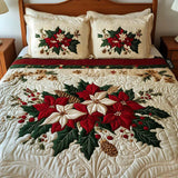 Set di biancheria da letto trapuntato a 3 pezzi - Incanto delle Poinsettie