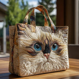 Borsa di Stoffa Ricamata – Gatto Bianco con Occhi Blu