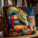 Borsa in Tessuto Imbottita – Drago che Legge Libri e Tazza