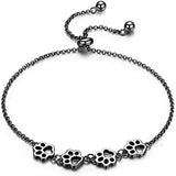 Bracciale regolabile in argento sterling con impronta di zampa di cane
