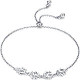 Bracciale regolabile in argento sterling con impronta di zampa di cane