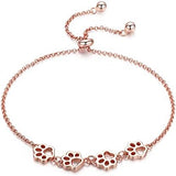 Bracciale regolabile in argento sterling con impronta di zampa di cane