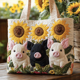 Borsa in Tessuto Trapuntata Maialino tra i Girasoli