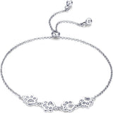Bracciale regolabile in argento sterling con impronta di zampa di cane