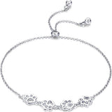 Bracciale regolabile in argento sterling con impronta di zampa di cane