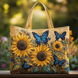 Borsa Trapuntata – Girasoli e Farfalle Blu