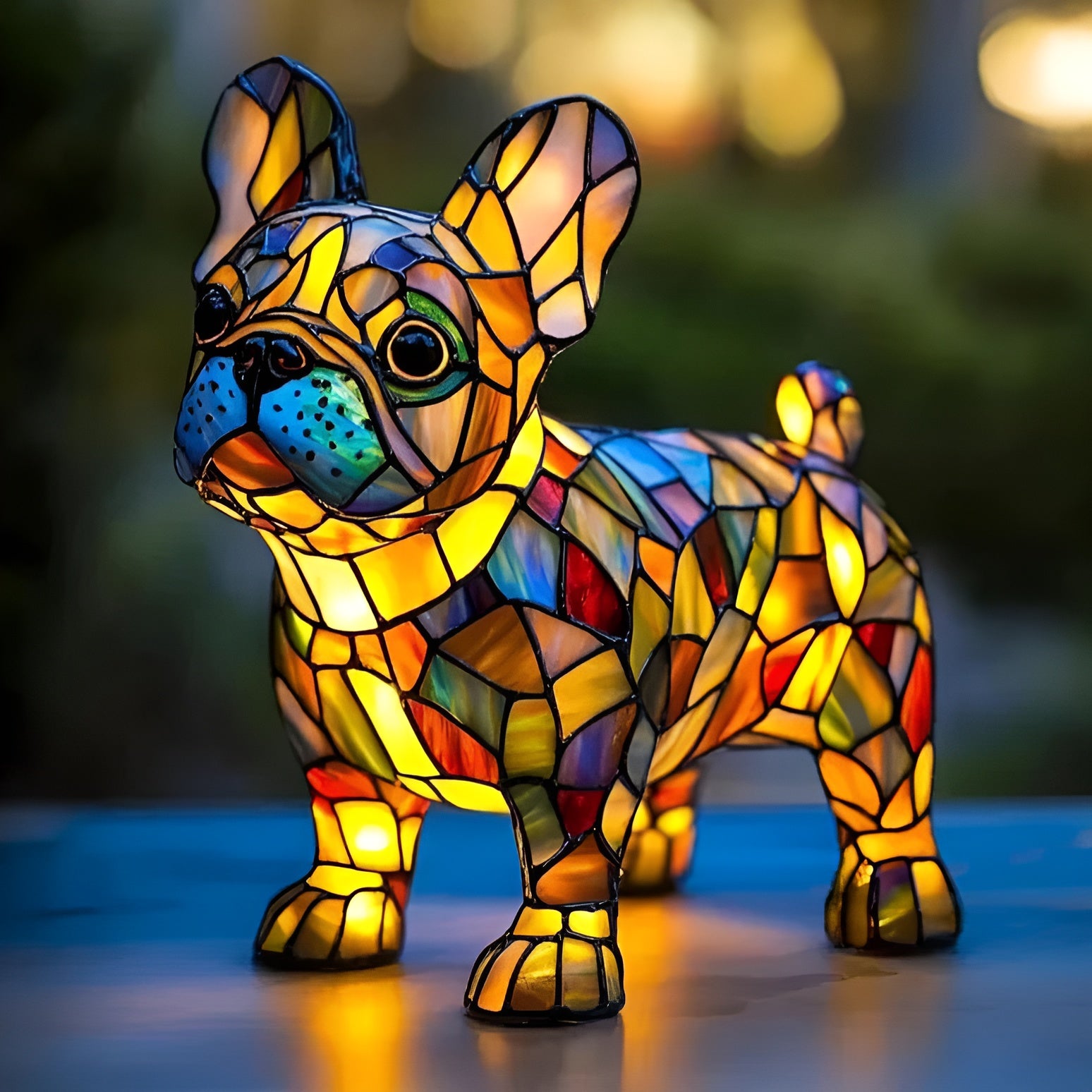 Lampada notturna a LED a forma di animale "Coco | Torcia da testa Bulldog", luce decorativa artigianale CasaBellaItalia