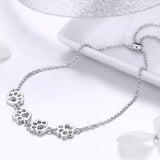 Bracciale regolabile in argento sterling con impronta di zampa di cane