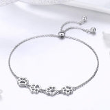 Bracciale regolabile in argento sterling con impronta di zampa di cane