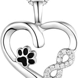 Collana con impronta di zampa e cuore con ciondolo infinito