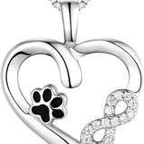 Collana con impronta di zampa e cuore con ciondolo infinito