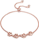 Bracciale regolabile in argento sterling con impronta di zampa di cane
