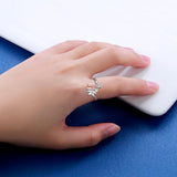 Anello per cane in argento sterling e zirconia bianca – Anello regolabile