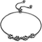 Bracciale regolabile in argento sterling con impronta di zampa di cane