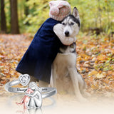 Anello per cane in argento sterling e zirconia bianca – Anello regolabile