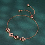 Bracciale regolabile in argento sterling con impronta di zampa di cane