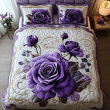 Set di biancheria da letto trapuntato a 3 pezzi - Rosa Viola