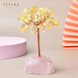 Joie de Vivre – Albero della Vita in Citrino e Base in Quarzo Rosa