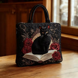 Borsa in Tela Ricamata – Gatto Nero sui Libri