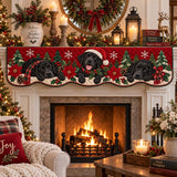Copri Camino Trapuntato Labrador Nero Babbo Natale
