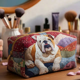 Bulldog Cuddle Quilted Makeup Bag