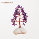 Sublime - Albero della Vita a Forma di Abete in Amatista e Quarzo Trasparente