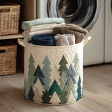 Christmas Green Trees Laundry Basket