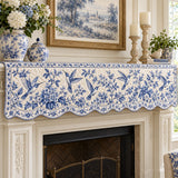 Copri Camino Trapuntato Colibrì Toile Blu di Delft