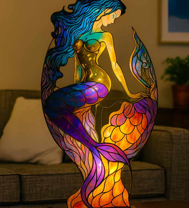 Lampada notturna a LED a forma di animale "Lampada Magica di Sirena Ariel", luce decorativa artigianale CasaBellaItalia