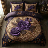 Set di biancheria da letto trapuntato a 3 pezzi - Rosa Viola