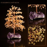 Simbiotico - Albero della Vita in Citrino con Geode di Ametista