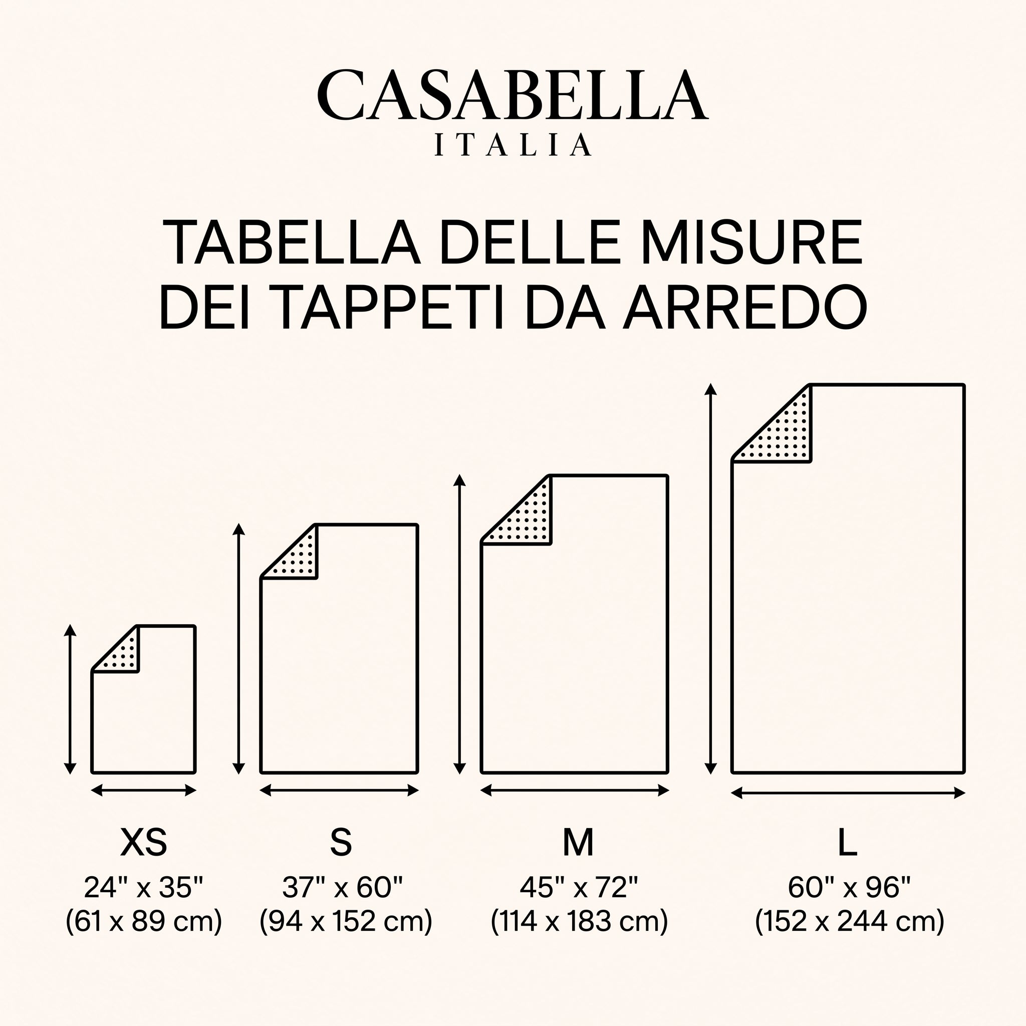 Guida alle taglie del tappeto - CasaBella Italia