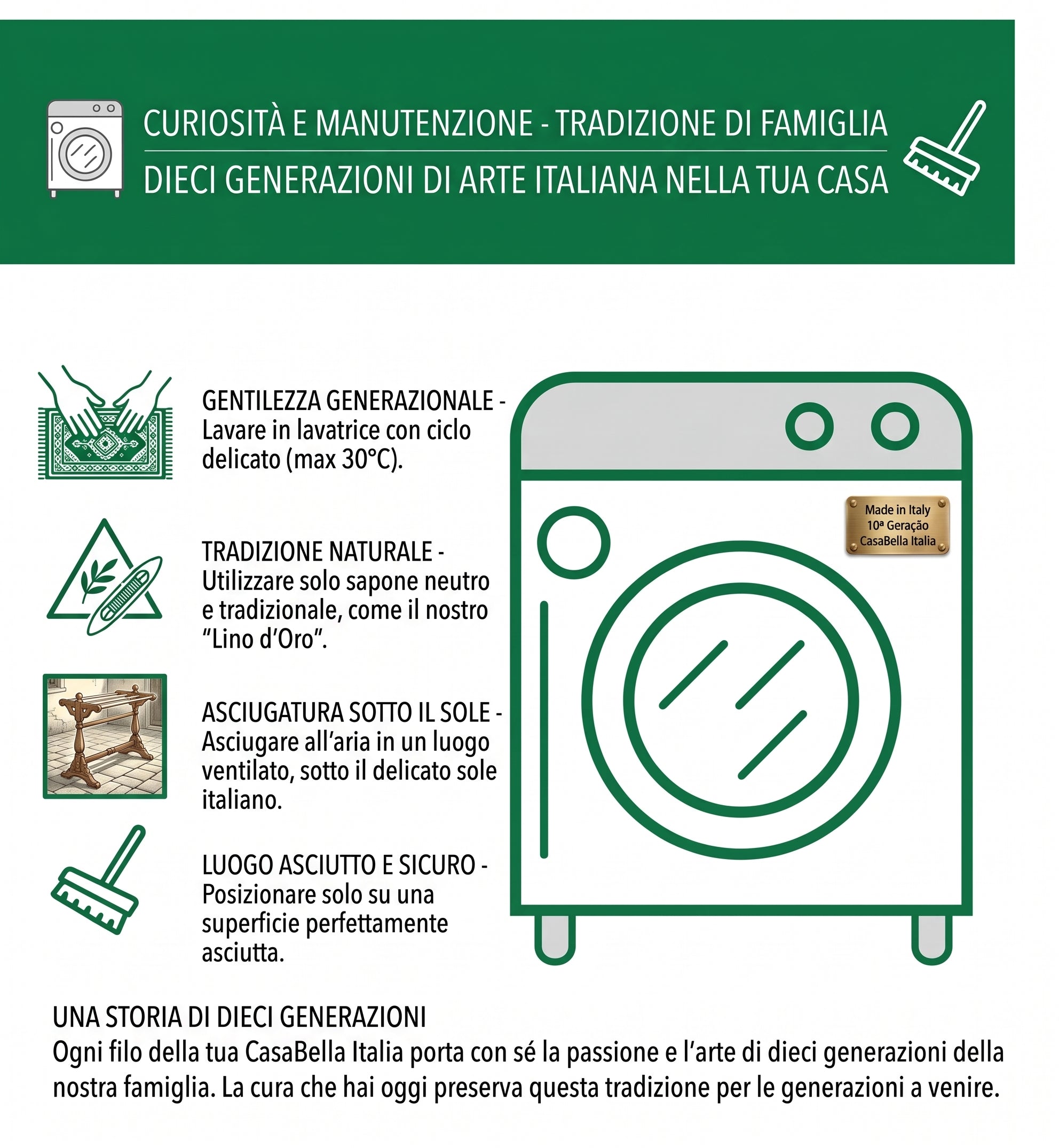 Istruzioni di lavaggio tappeto da cucina - CasaBella Italia