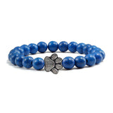 Bracciale in pietra naturale con ciondolo a forma di zampa – Bracciale elastico con perle per uomini e donne
