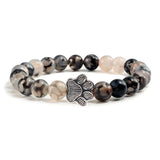Bracciale in pietra naturale con ciondolo a forma di zampa – Bracciale elastico con perle per uomini e donne