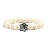 Bracciale in pietra naturale con ciondolo a forma di zampa – Bracciale elastico con perle per uomini e donne