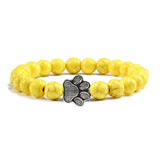 Bracciale in pietra naturale con ciondolo a forma di zampa – Bracciale elastico con perle per uomini e donne