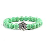Bracciale in pietra naturale con ciondolo a forma di zampa – Bracciale elastico con perle per uomini e donne