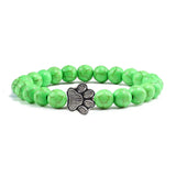 Bracciale in pietra naturale con ciondolo a forma di zampa – Bracciale elastico con perle per uomini e donne