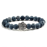 Bracciale in pietra naturale con ciondolo a forma di zampa – Bracciale elastico con perle per uomini e donne
