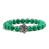 Bracciale in pietra naturale con ciondolo a forma di zampa – Bracciale elastico con perle per uomini e donne