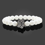Bracciale in pietra naturale con ciondolo a forma di zampa – Bracciale elastico con perle per uomini e donne