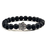 Bracciale in pietra naturale con ciondolo a forma di zampa – Bracciale elastico con perle per uomini e donne