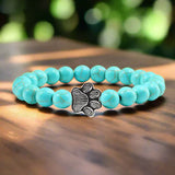 Bracciale in pietra naturale con ciondolo a forma di zampa – Bracciale elastico con perle per uomini e donne