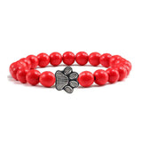 Bracciale in pietra naturale con ciondolo a forma di zampa – Bracciale elastico con perle per uomini e donne