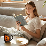 Tazza 3D fatta a mano – Design di strega e gatto