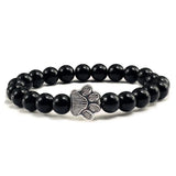 Bracciale in pietra naturale con ciondolo a forma di zampa – Bracciale elastico con perle per uomini e donne