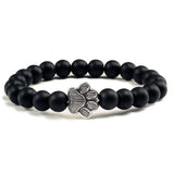 Bracciale in pietra naturale con ciondolo a forma di zampa – Bracciale elastico con perle per uomini e donne