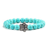 Bracciale in pietra naturale con ciondolo a forma di zampa – Bracciale elastico con perle per uomini e donne